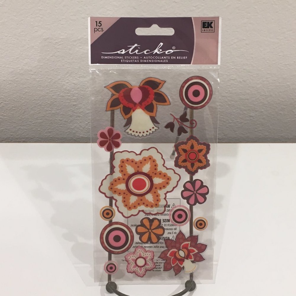 Sticko Sticker Designs Scrapbook "Flowers" Stickers Raised